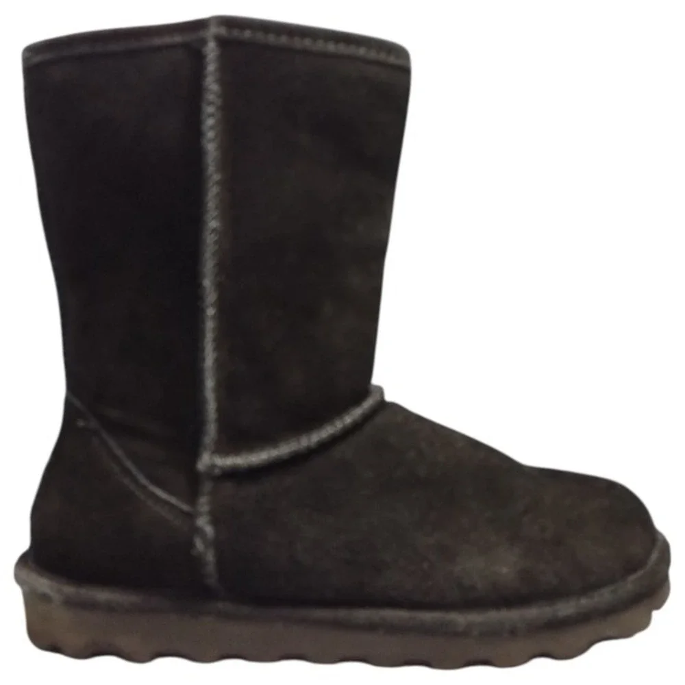 Bearpaw Elle Winter Boots Womens US Size 8 Black Fluffy Lined Mid Calf Round Toe
